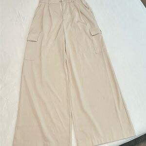 Women's Cream Wide-Leg Cargo Pants